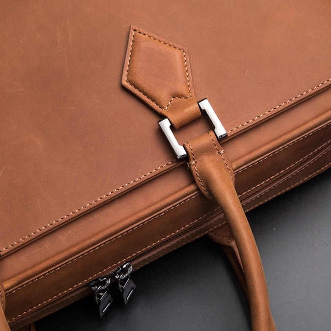 коричневый винтажный кожаный мужской портфель на заказ 